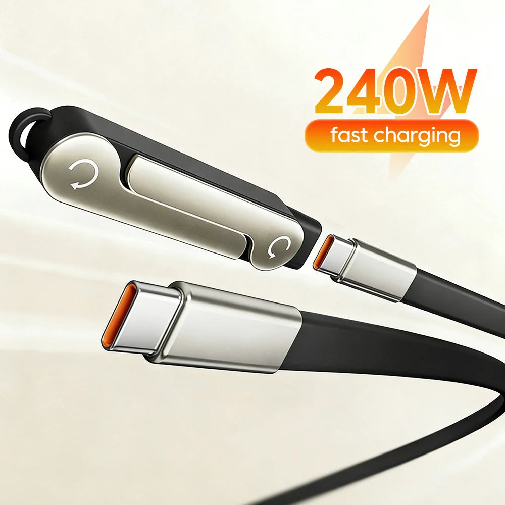 240W Fast Charging Cable Foldable Mobile Phone Holder Type C to Type C Data Cable PD Usb C Cable with Type C to type C Adapter