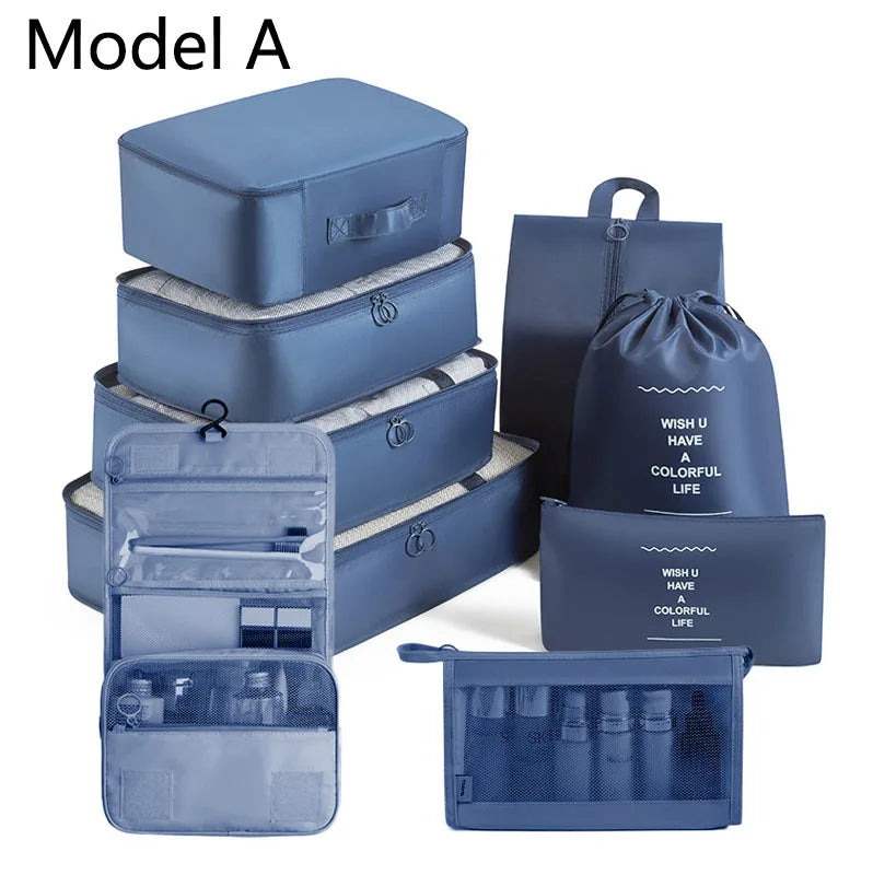 9Pcs/set High Quality Luggage Storage Bags For Packing Cube Clothes Underwear Cosmetic Bag Travel Suitcase Organizer Bag Pouch
