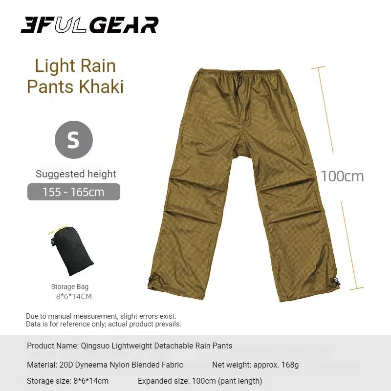 3F UL GEAR Split Hiking Raincoat Rain Pants Waterproof 15D Nylon Lightweight Outdoor Camping Rain Coat Gear Poncho Women Men