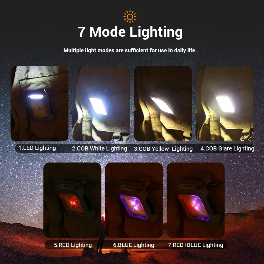 LED Safety Lights Run Light Outdoor Backpack Camping Silicone Clip Mode Walking Lamp for Night Portable Magnetic Emergency Light