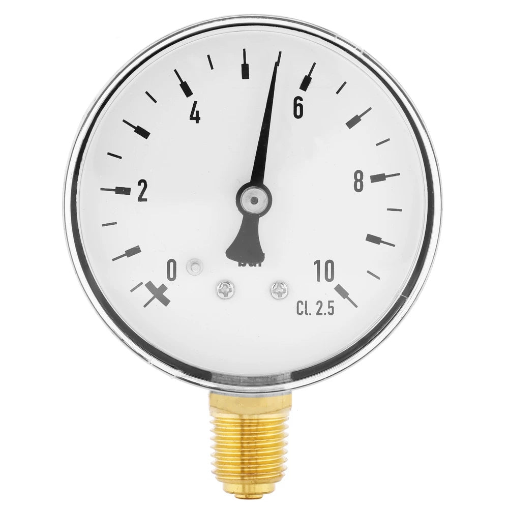 Air Oil Water Pressure Gauge 1/4 Inch NPT 0-10 Bar Side Mount Manometer