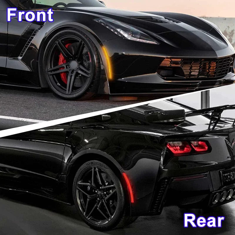 4pcs/set Smoked Lens LED Front and Rear Side Marker Lights for Chevy Corvette C7 2014-2019