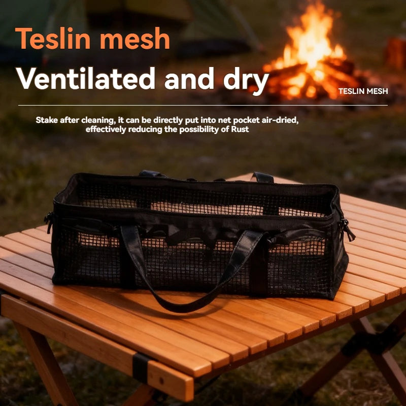 Outdoor camping, picnic tools, miscellaneous storage bags, camping nails, handbags, mesh mesh, can be soaked and cleaned