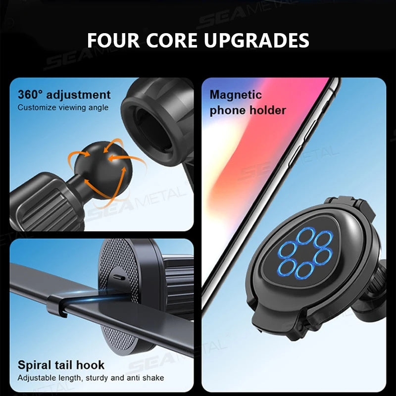 SEAMETAL Car Cup Holder Air Outlet Vent Magnetic Phone Mount 2 in 1 Foldable Drink Rack Phone Holder Water Bottles Stable Stand