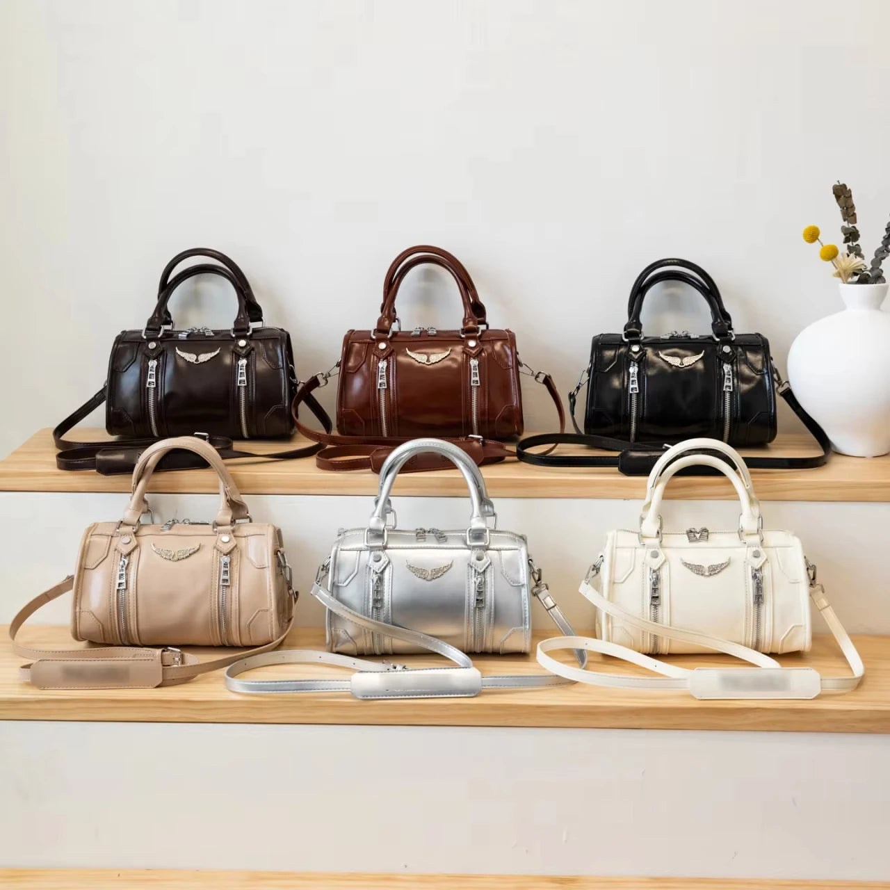 Luxury Rivet Wing Pillow Handbags Luxury Designer 2026 Shoulder Bag Women Soft PU Zipper Closure Crossbody Bag Casual Purse