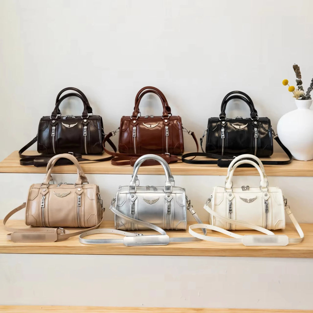 Luxury Rivet Wing Pillow Handbags Luxury Designer 2026 Shoulder Bag Women Soft PU Zipper Closure Crossbody Bag Casual Purse