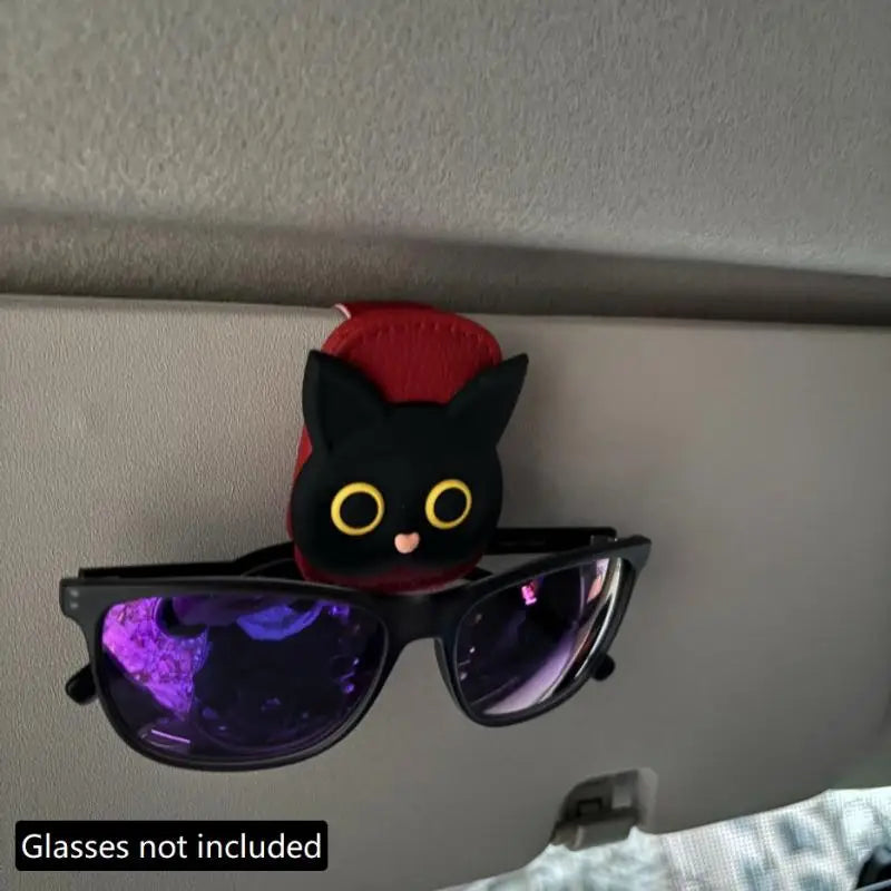 Cute Cat Magnetic Glasses Case for Car Sun Visor Holder Multi Function Auto Accessories for Women Girls