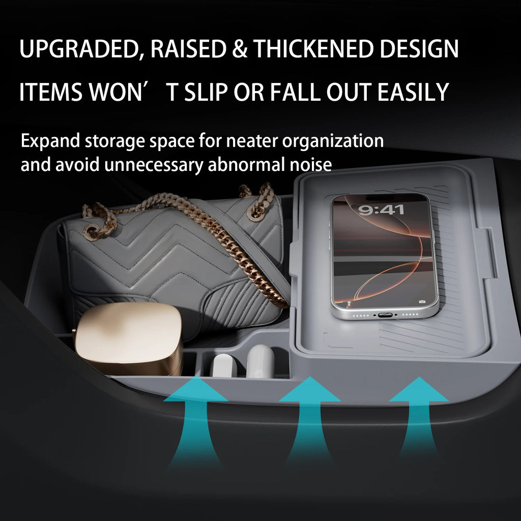 For ZEEKR 7X 2026 The storage box below the center console Double-layer silicone storage box Car interior accessories