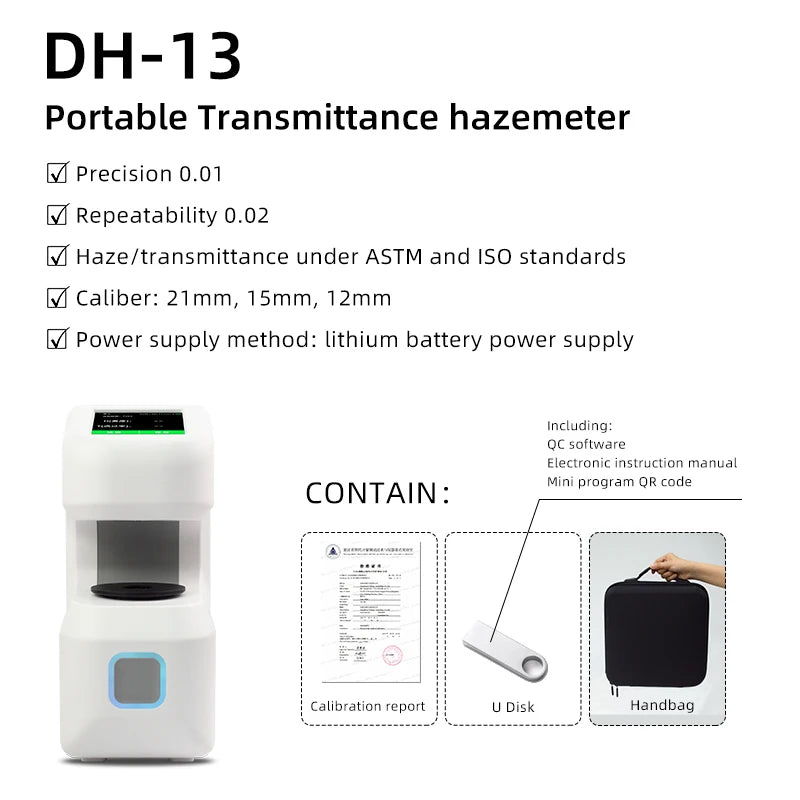 CHNSpec Handheld Haze Meter DH Series Thin Film Plastic Diffusion Plate Transmittance Portable Transmittance Haze Meter