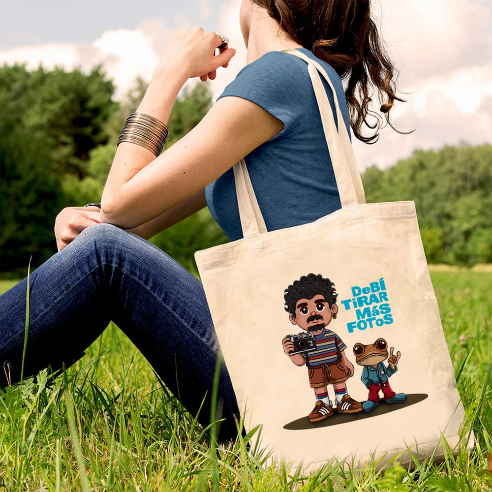 Bad Bunny DTMF with Bear Cartoon Women Tote Bag Debí Tirar Más Fotos Printing Shopping Bag Funny Travel Bag Eco Tote Bags