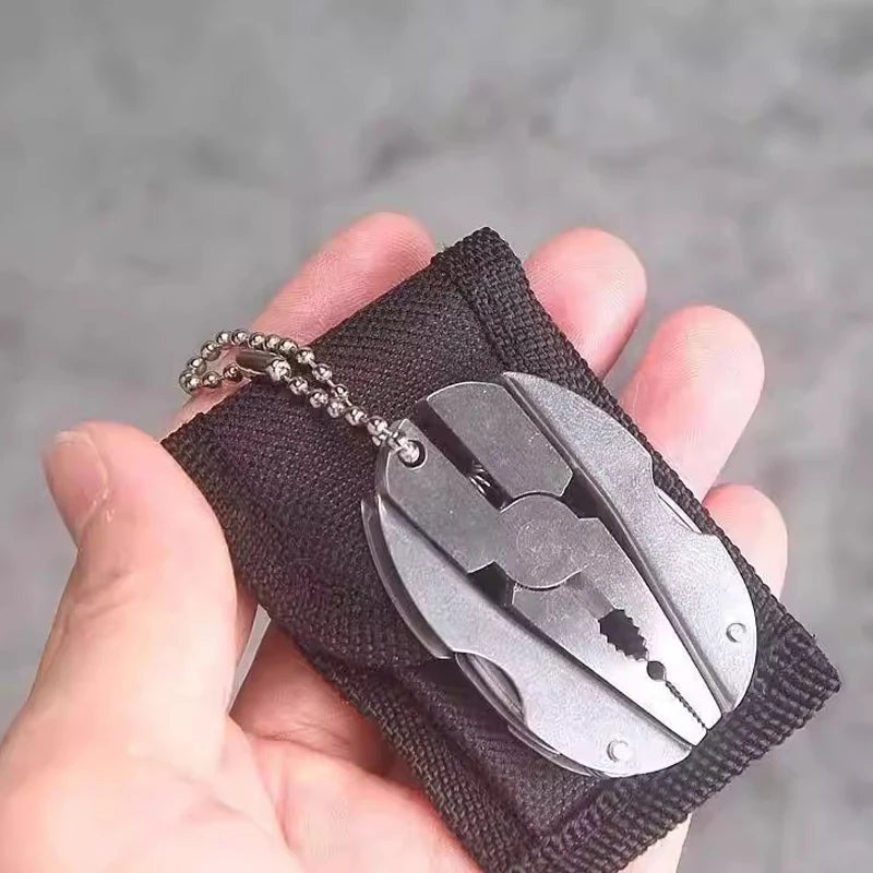 Mini Multifunctional Pliers 420 Stainless Steel Folding Pocket Tool with Keychain And Nylon Storage Bag