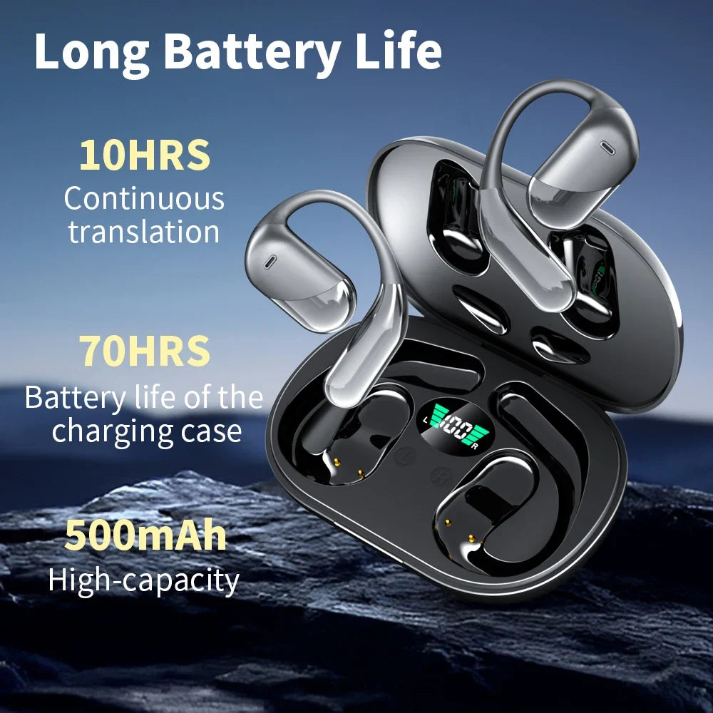 144 Languages AI Translation Earbuds,Bluetooth 5.4 Headphones Translator,Smart Mode Touch Screen Real-Time Earphones Fit Work