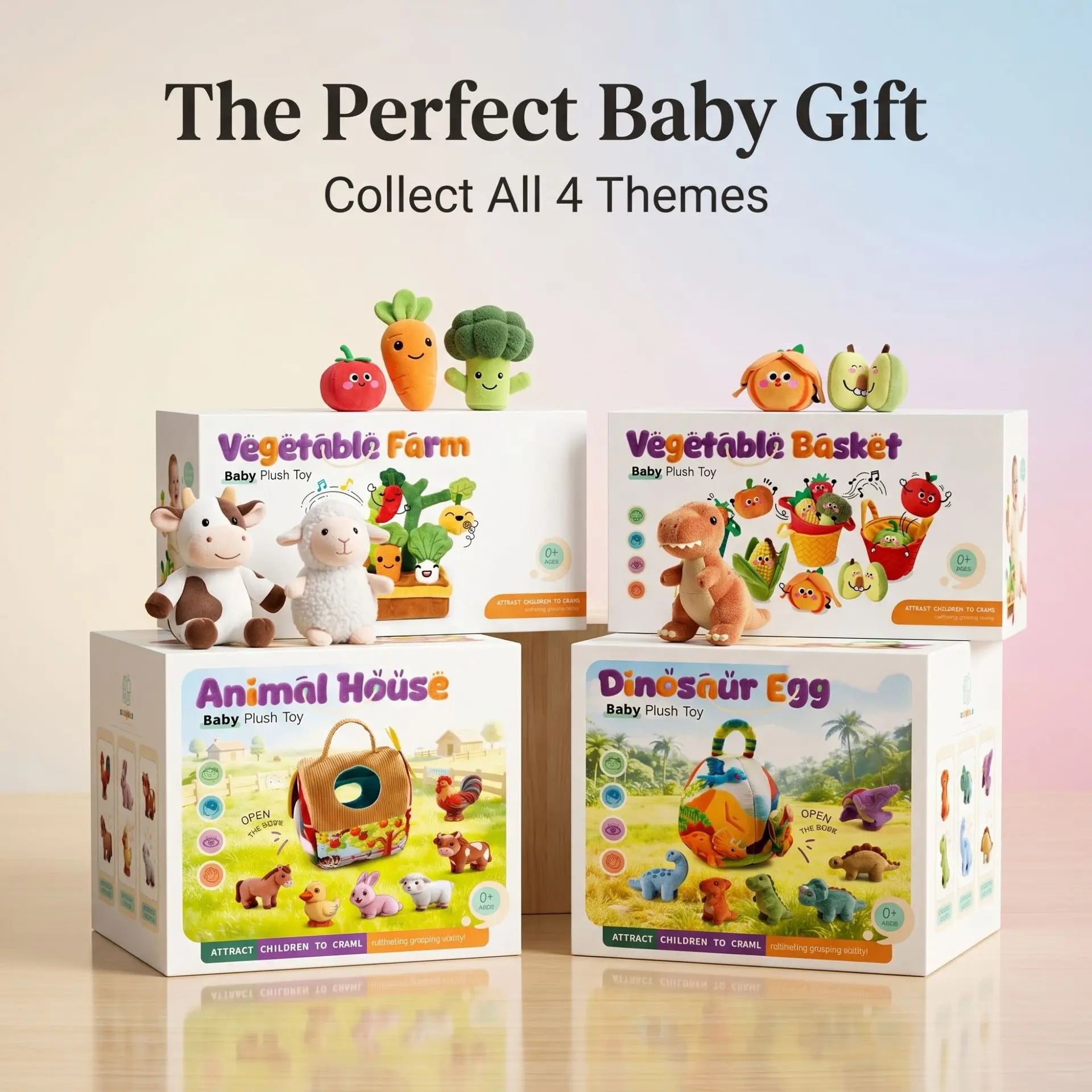 Portable Soft Plush Barn Farm Animals Baby Toys with Sound Montessori Toys Early Education Sensory Toy Boy Girl Birthday Gifts