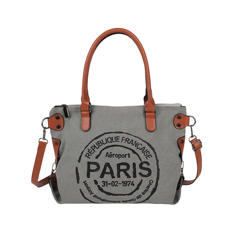Fashionable handbag for women, trendy tote for commuting, large capacity single shoulder diagonal canvas bag