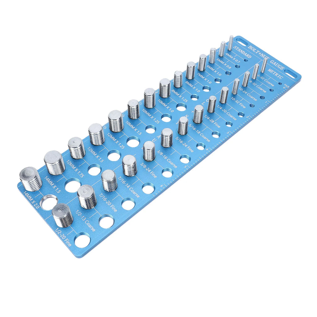 Thread Checker Nut and Bolt Measuring Tool with 28 Standard Metric Sizes High Strength Aluminum Alloy for Mechanics Carpenters