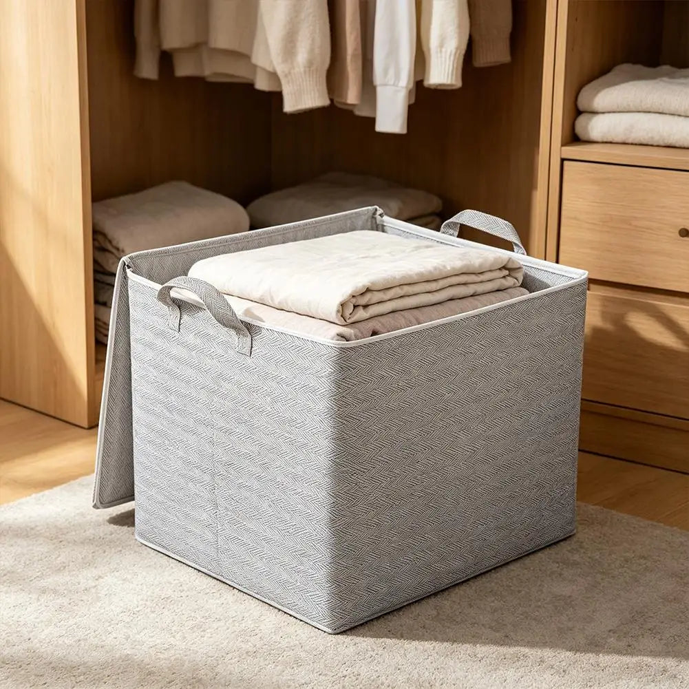 Non-woven Quilt Storage Bag with Lids Zipper Large Capacity Dust-proof Bag Organize Foldable Clothes Quilt Bins Container