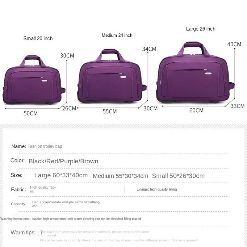Suitcase Trip Cabin Oxford Waterproof Rolling Luggage Large capacity Travel Bag Foldable Student Trolley Case valise voyage