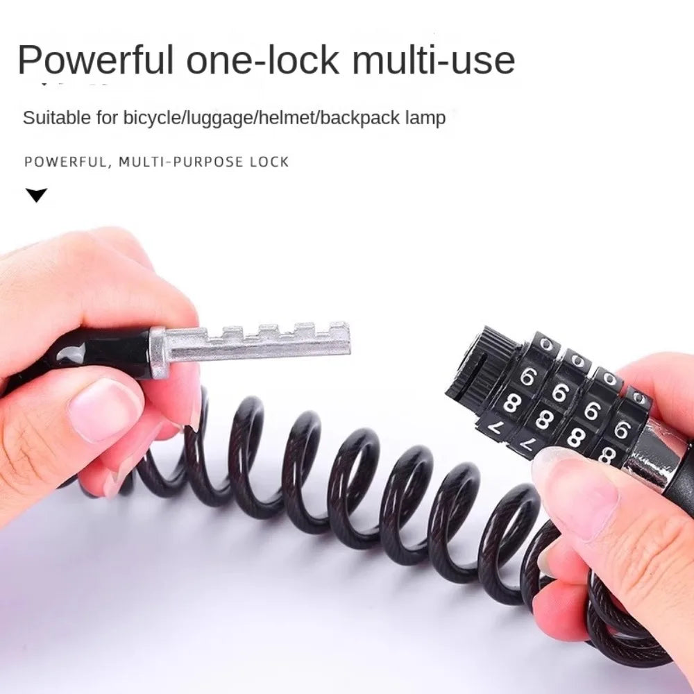 Bike Lock Chain Lock Number Lock Durable 4 Digit Alloy Padlock Solid Color Universal Password Lock Zipper Bag