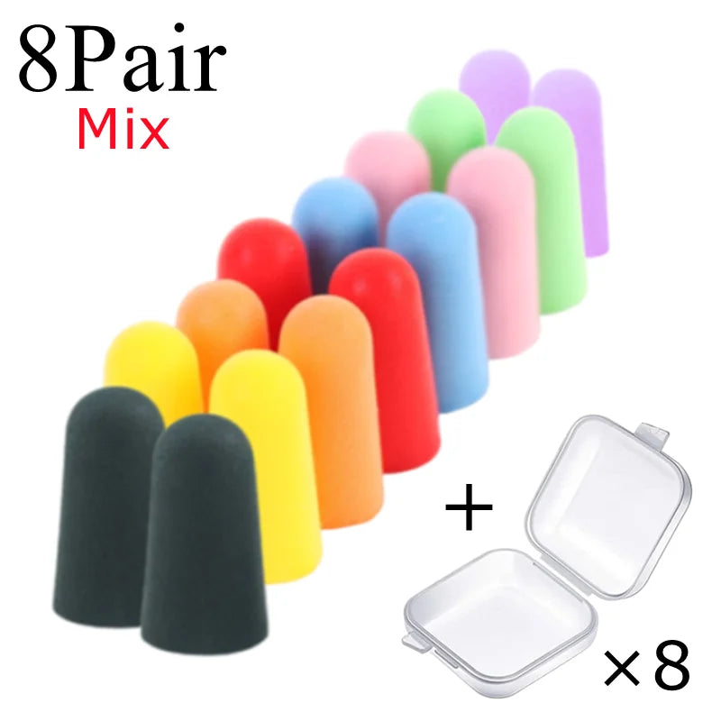 8Pair Soft Silicone Ear Plug Sound Insulation Ear Protection Earplug Anti-noise Plugs Foam Soft Noise Reduction with Storage Box