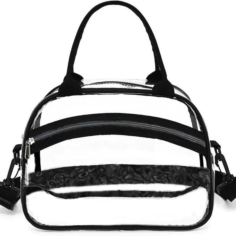 Zipper Transparent Crossbody Bag Waterproof Large Capacity Clear Shoulder Bag with Adjustable Strap PVC Storage Bag