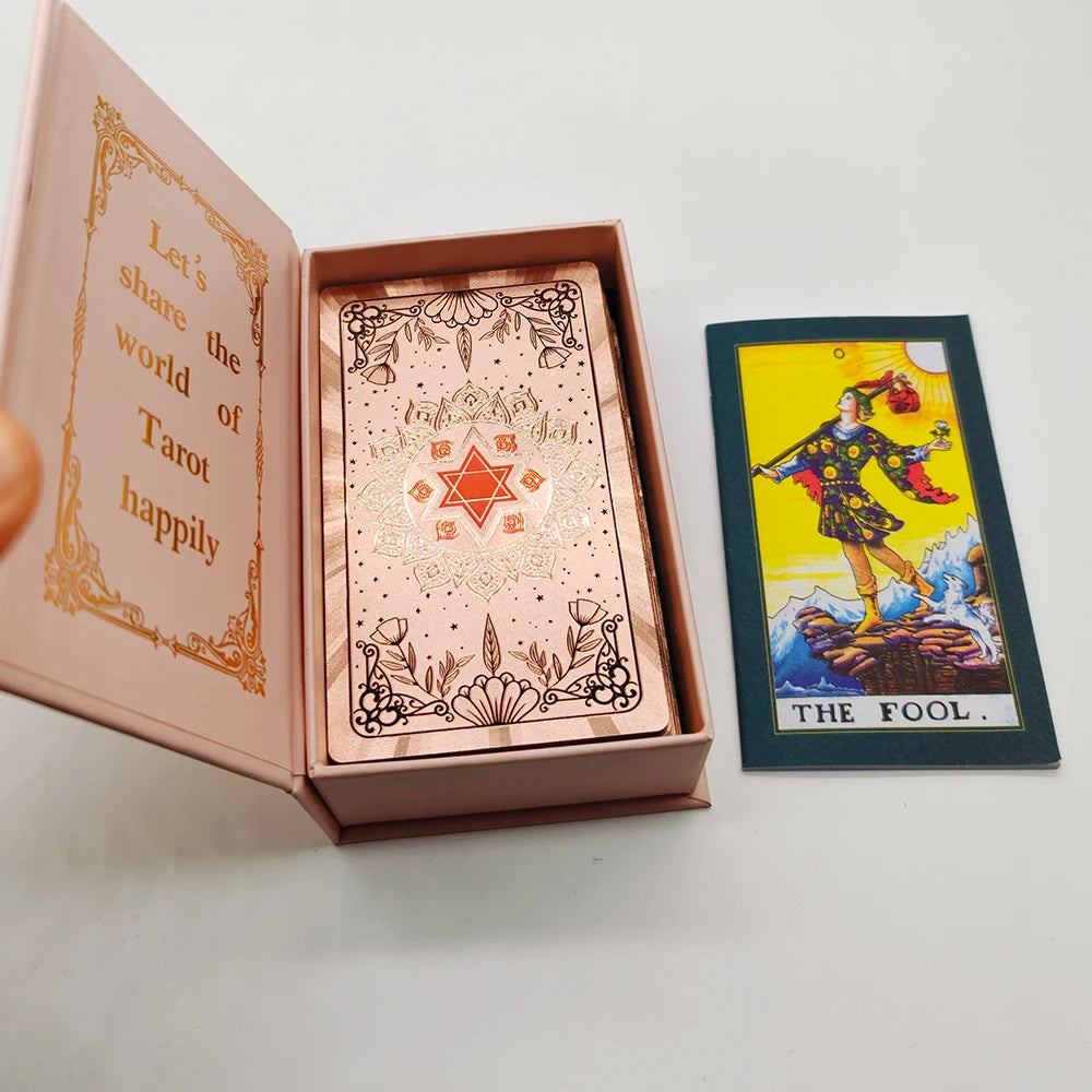 Stunning Appearance Oracle Cards Rose Pink Gold Foil Tarot Mysterious Board Game with Guidebook For Beginners