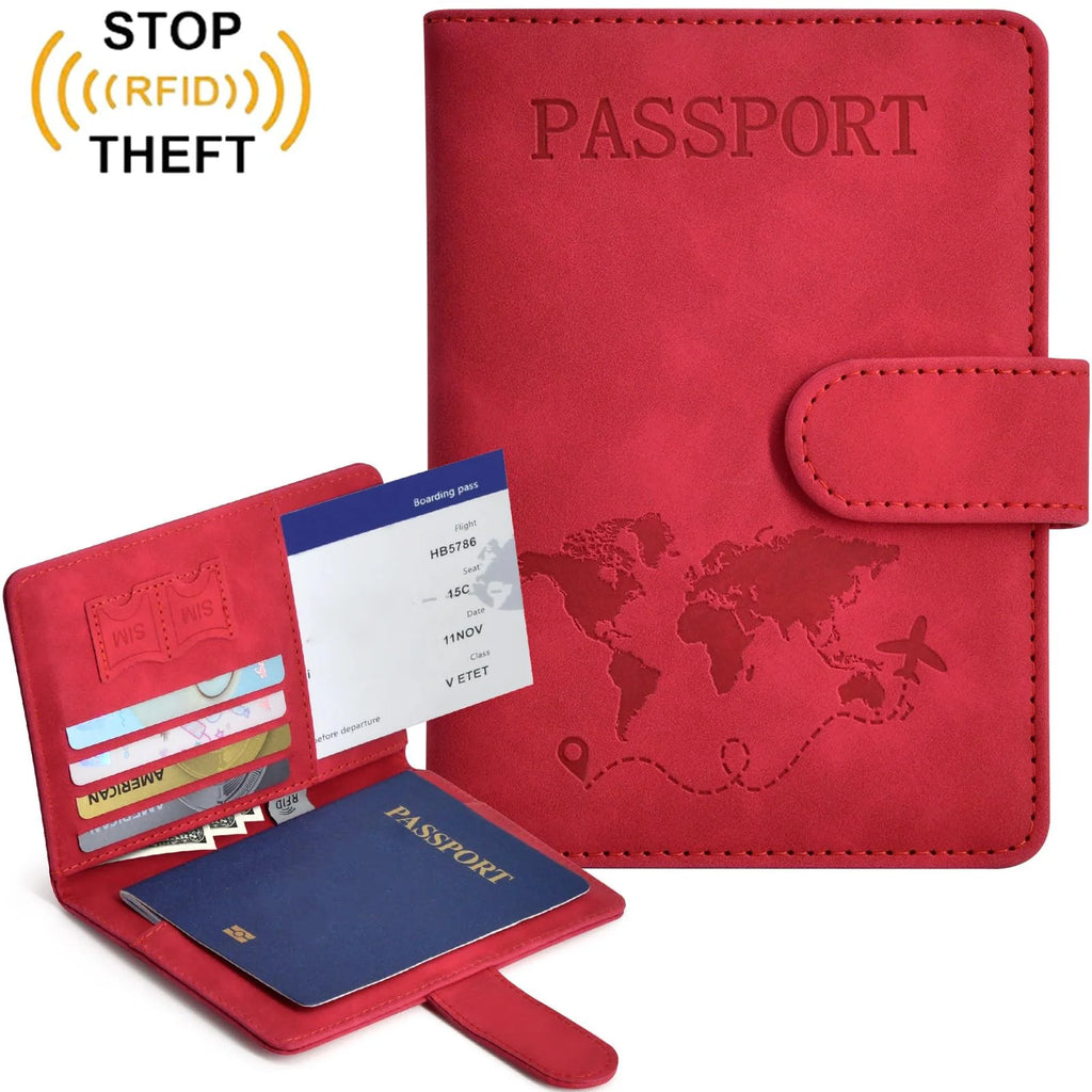 Passport Holder for Men Women RFID Blocking Passport Book Protector Slot Travel Document Organizer