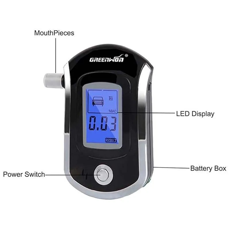 GREENWON Professional Digital Breath Alcohol Tester Breathalyzer AT6000 Alcohol Breath Tester Alcohol Detector