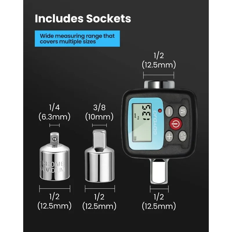 1/2"1/4 Digital Torque Wrench Adapter Precision Electronic  Tool Converter Meter with LCD Display