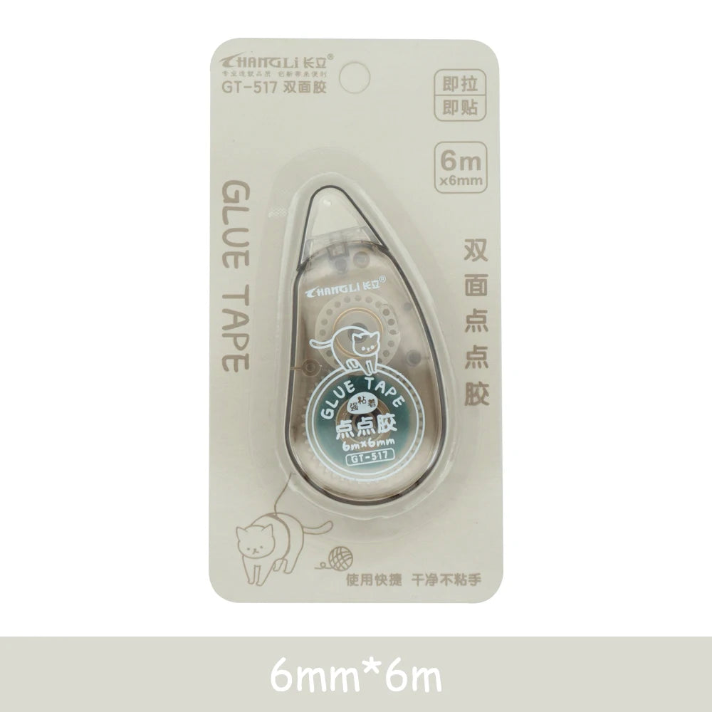 6m*6mm Dot Glue Tape DIY Scrapbooking Creative Stationery School Supplies Transparent Double Sided Adhesive Roller Tape