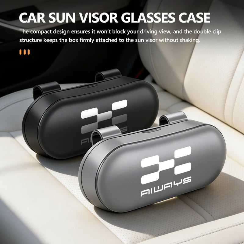 Car Interior Universal Sun Visor Sunglasses Storage Glasses Box For Aiways U5 SE U6 RG Nathalie PRO Bj U7 Ion 2020 2021 2022