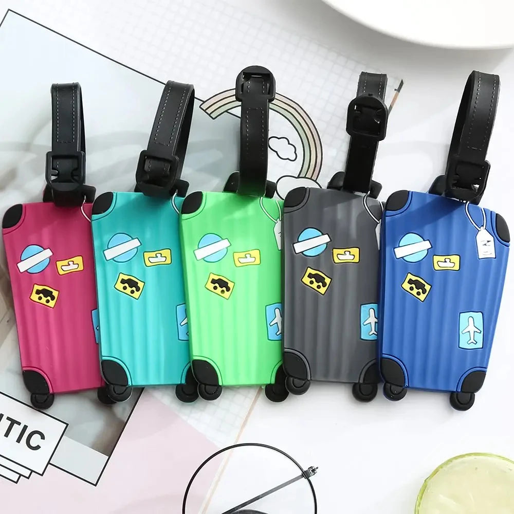 Business Trip Kawaii Identifiers Tag Label Backpack Handbag Silicone Luggage Tag Baggage Suitcase Name ID Tags with Strap