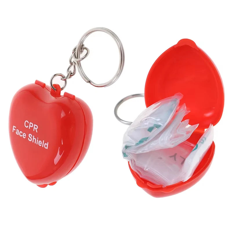 Mini Protect CPR Mask Mouth KeyChain Rescue In Heart Box Face Mask First Aid For Outdoor Camping Hiking