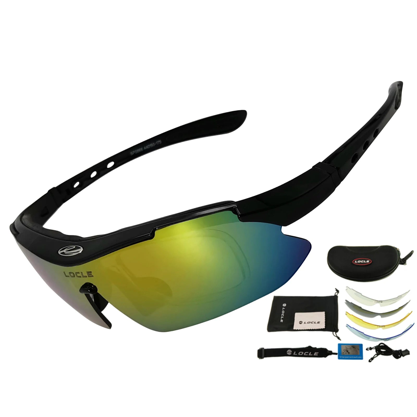 LOCLE Hiking Glasses UV400 Polarized Sunglasses Men Tactical Shooting Goggles Fishing Climbing Sport Glasses Cycling Goggles