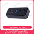 Docking Station USB Hub 4-in-1 for Tesla Model 3 Model Y Glovebox for Dashcam Flash Drive Charger Data Transfer Games Music