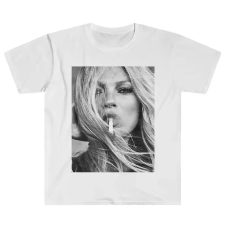 Fashion Icon T-shirts Kate Moss 90s Shirts Retro T-shirts 90s Supermodel T-shirts, Retro Printed Shirts 90s Model Prints