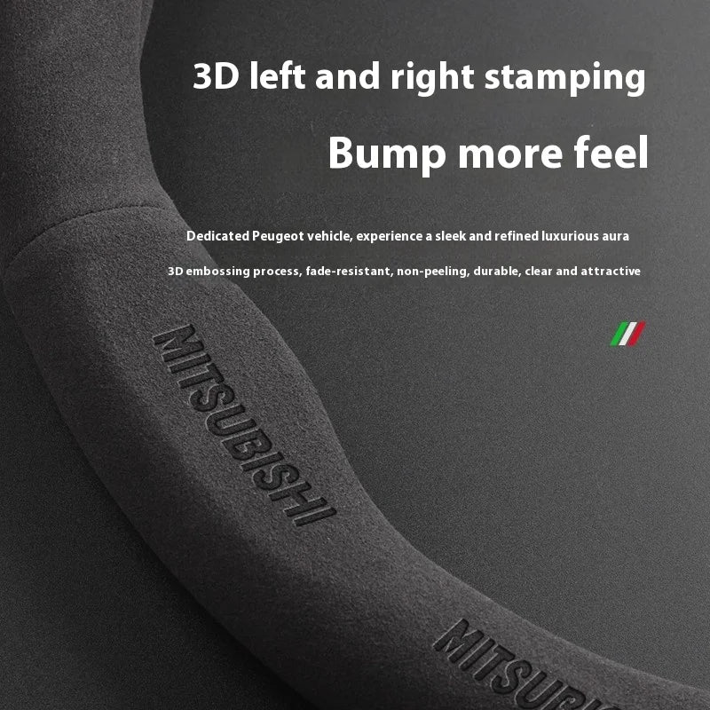 For Mitsubishi Outlander Pajero Asx Colt Lancer EX Evolution X L200 Triton RALLIART Car Suede Carbon fiber Steering Wheel Cover