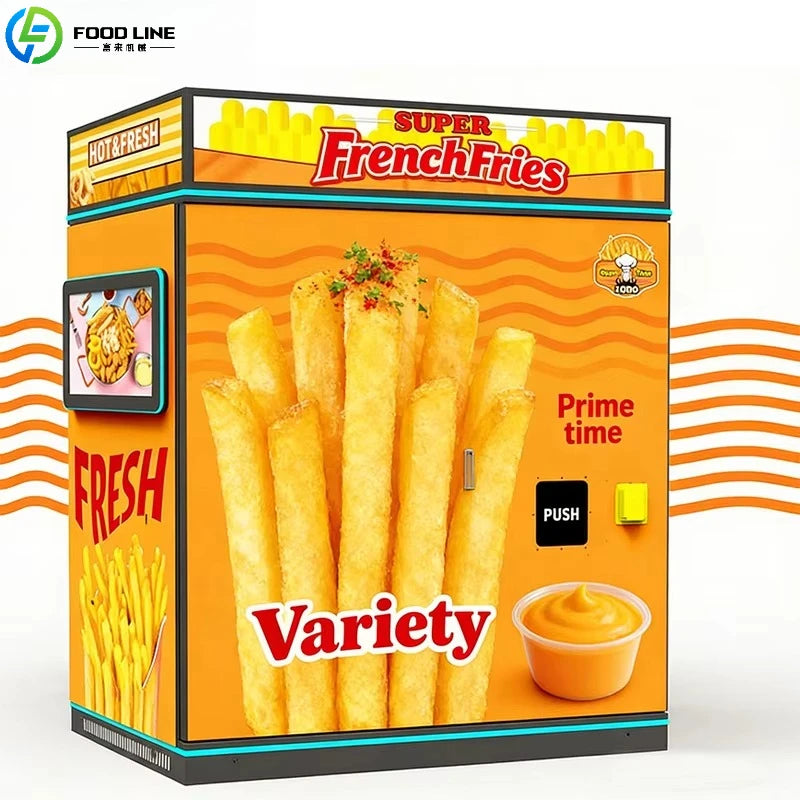 Customized 24H Self-service French Fries Vending Machine Automatic Snack Maker For Shopping Mall Station Commercial Use