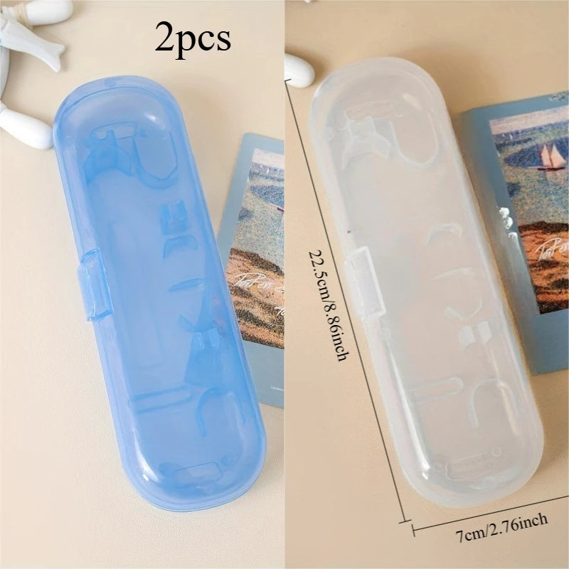 2pcs Universal Electric Toothbrush Storage Box For Oral B, Translucent Toothbrush Box For Home Travel