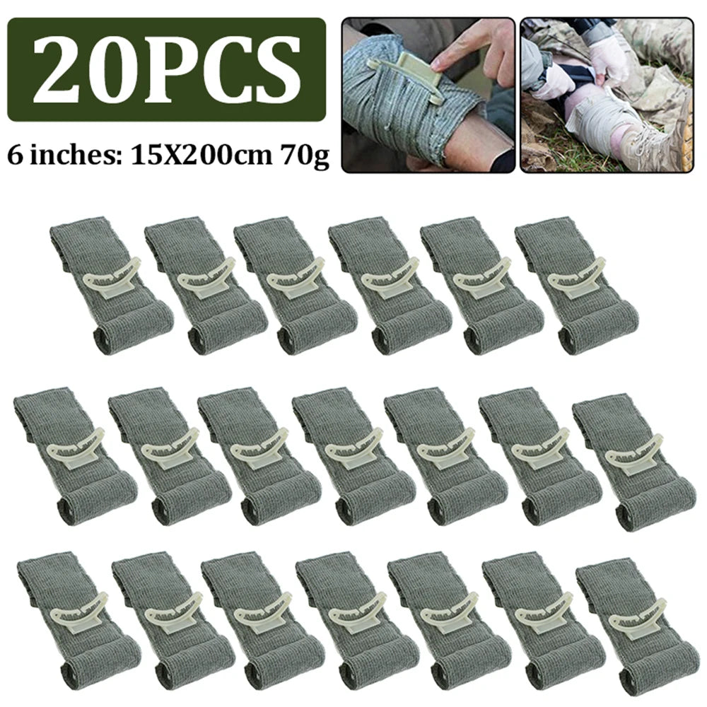1-20Pcs 4/6inch Israel Bandage Outdoor First Aid Traumatic Hemostatic Bandage Emergency Training Swathe Camping Hiking