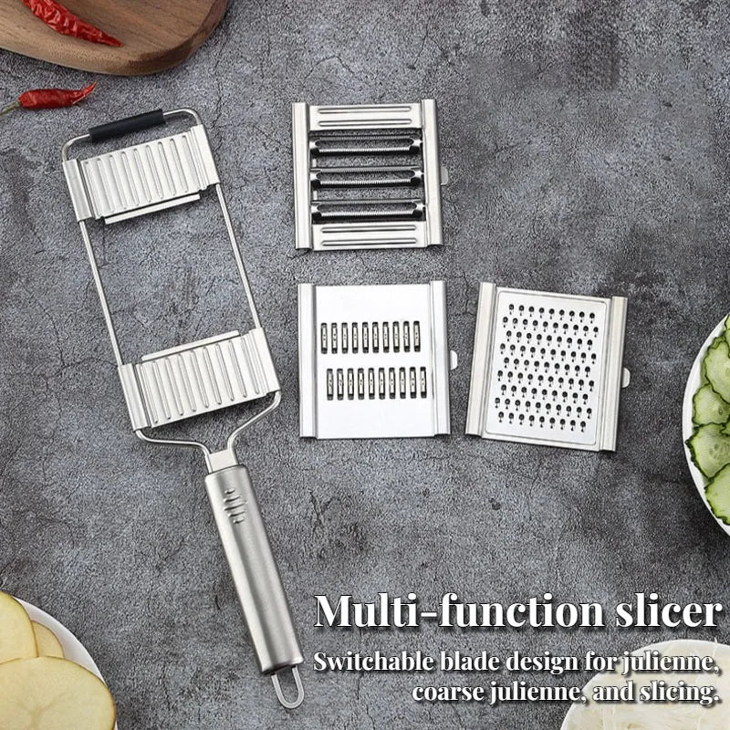 1pc Vegetable Cutter, Multifunctional Kitchen Shredder Garlic Slicer, Household Potato Stainless Steel Shredder
