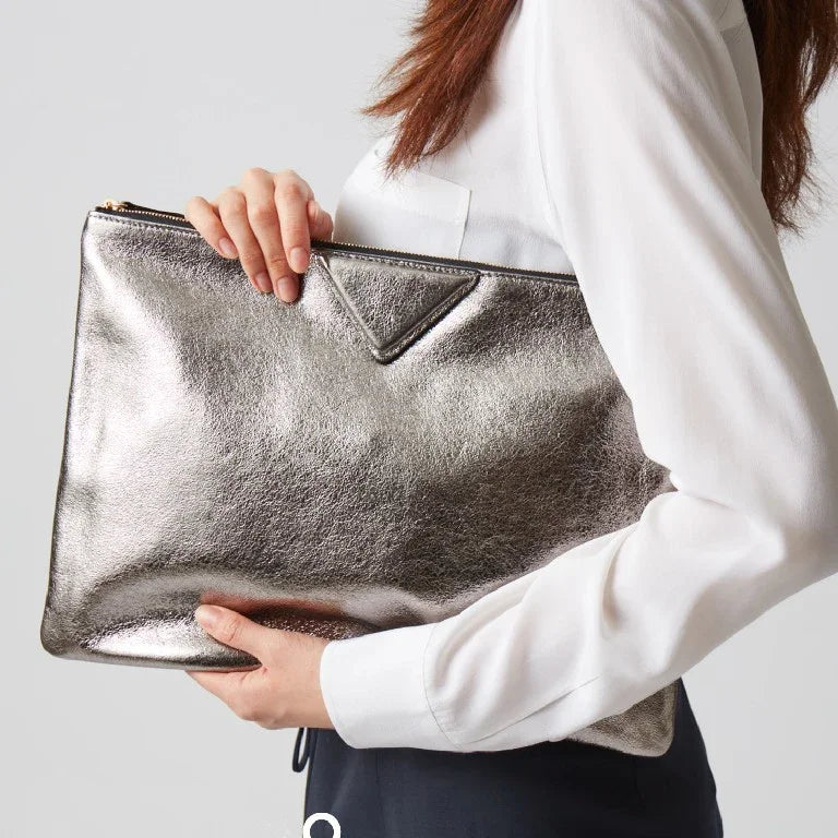 Women Day Clutch Bags Luxury Designer Lady Handbags 2024 New Female Envelope Bags PU Leather A4 Briefcase Bolsa Wallet Silver