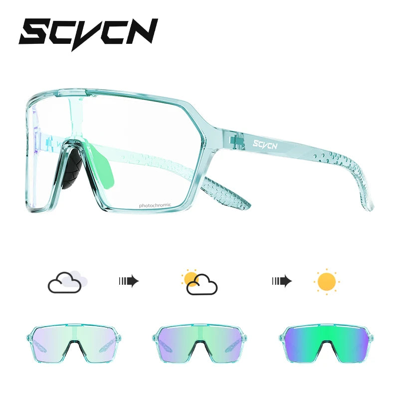 SCVCN Photochromic Hiking Cycling Glasses Outdoor Running Sunglasses Stylish Hiking Driving Glasses Casual Sports Sunglasses