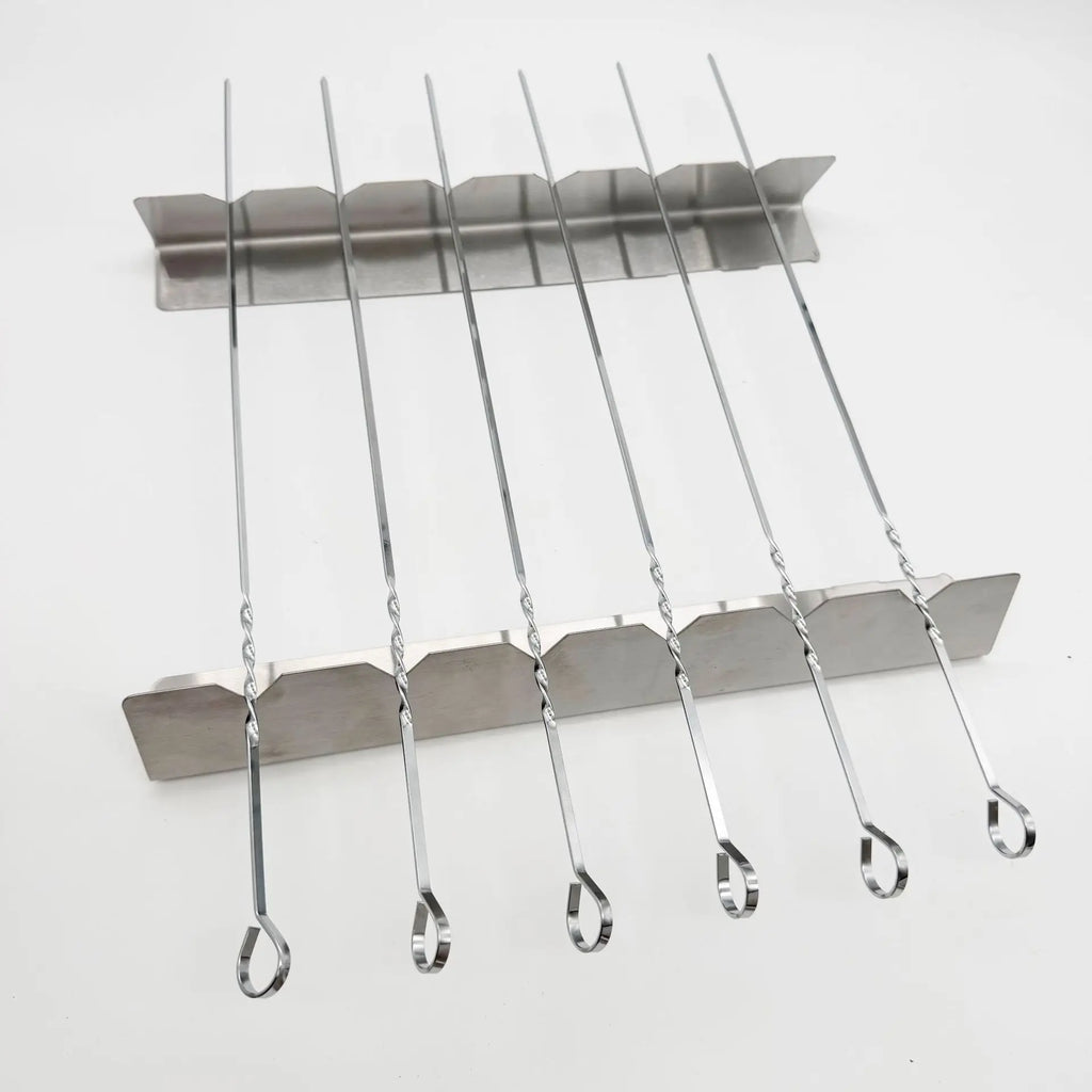 Skewer Holder Anti-slip Groove Stainless Steel Heavy Duty Long BBQ Tools Barbecue Grilling Shish Kabob Rack Outdoor Tools