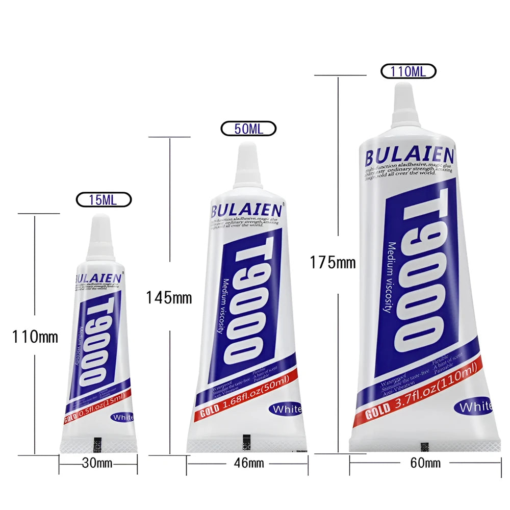 15ML 50ML 110ML Bulaien T9000 Clear Contact Repair Adhesive Acrylic Friendly Ziai Glue With Precision Applicator Tip Glue