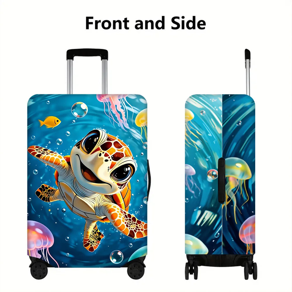 1 PC Turtle Print Luggage Cover for 18 – 32 inch luggage; dust and elastic travel accessories to effectively protect your lug