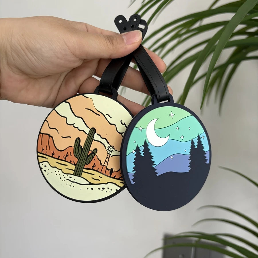 1/2/3/6cs Starry Sky Landscape Luggage Tag Pendant Work Name Tag Business Travel Airport Luggage Anti Loss ID Tag
