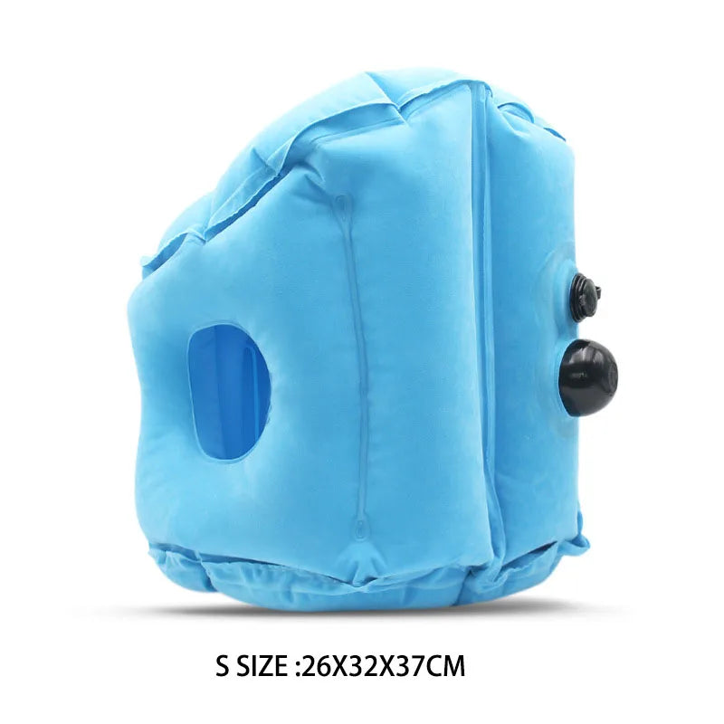 Flocking Sleeping Pillow Inflatable Pillow Waist Cushion Travel Abroad Portable Long Distance Aircraft Lunch Rest Pillow