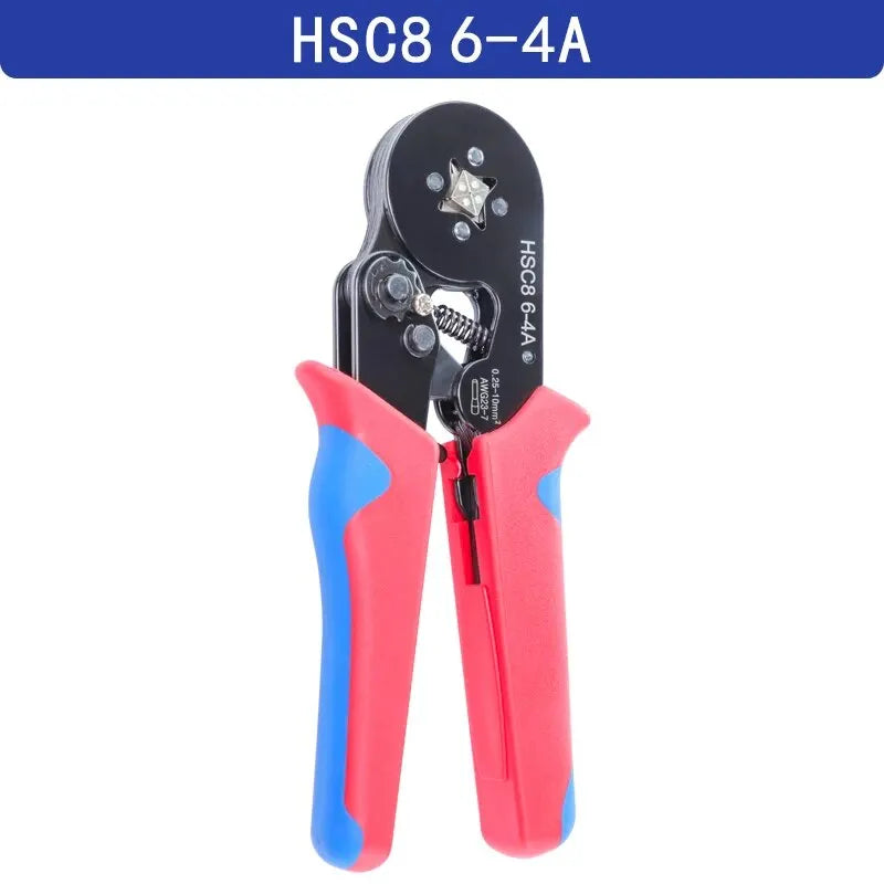 End-Sleeves Ferrule Crimping Tools HSC8 6-4A Self-Adjustable AWG23-7/0.25-10mm2 Square Ratcheting Wire Crimping Plier