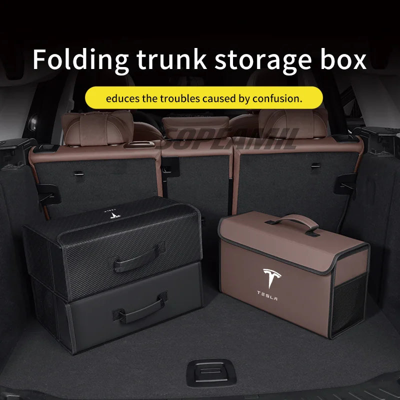 For Tesla Model 3 Model Y Model X Model S Roadster Car Organizer Trunk Storage Bag Auto Multiues Storage Box Stowing Tidying Box