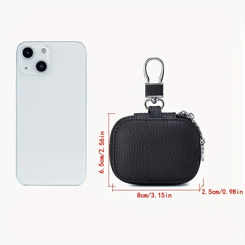 Earbud Carrying Case Small Compatible with PU Leather Earphone Case Protective Storage Pouch Bag with Mesh Pocket & Keychain for